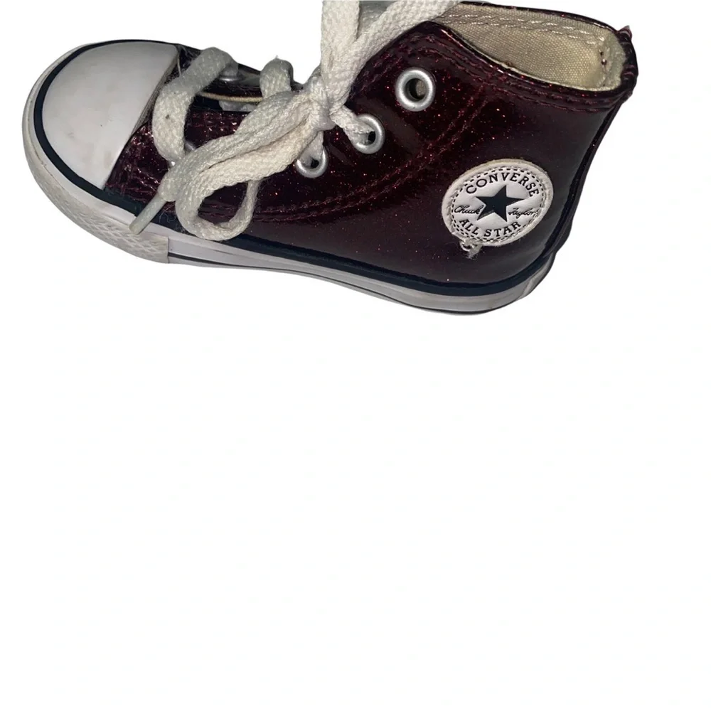 GIRLS Converse chuck Taylor’s burgundy glitter sneakers toddler kids 5